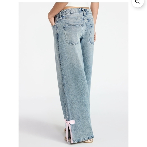 No Boundaries Baggy Jeans size 2 with Side Bow light pink - Picture 3 of 5